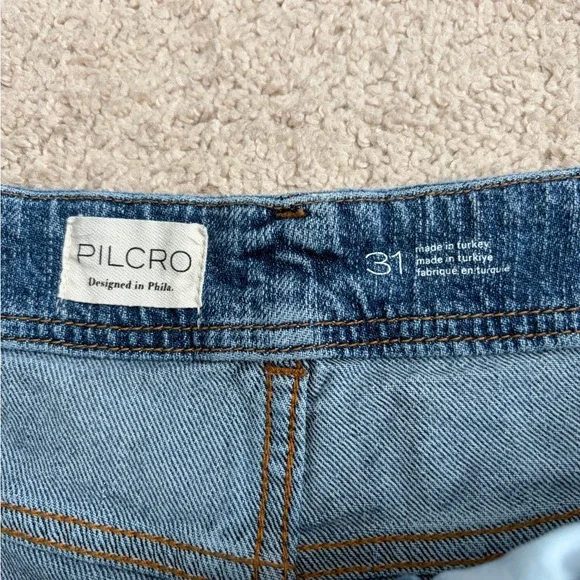 PILCRO Blue Wide Leg Raw Hem Denim Jeans Pants Women's Size 31 Medium Wash - Picture 7 of 12